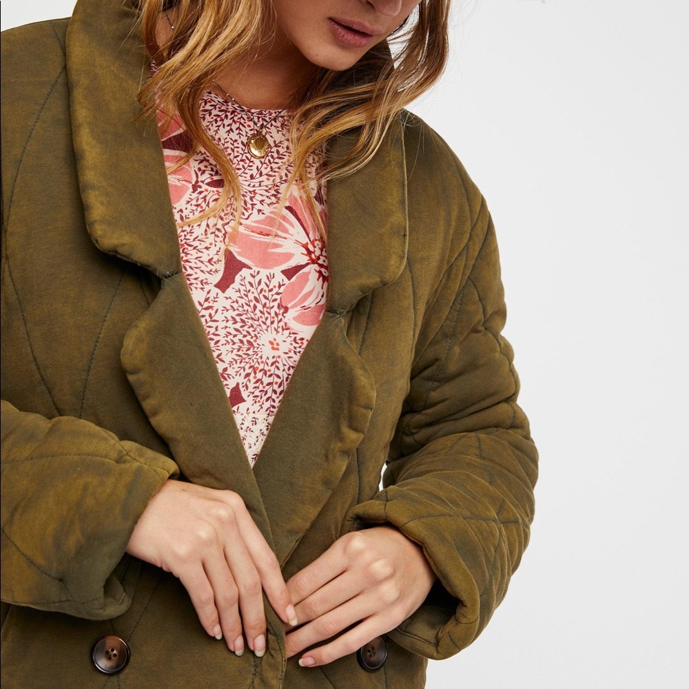 Free People Tawny Pillow Jacket Olive Green💚